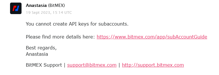 Bitmex Subaccount API