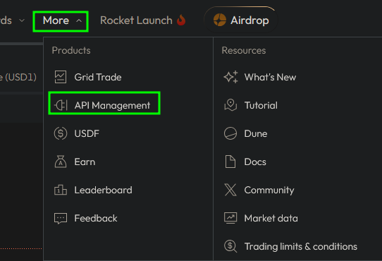 API Dropdown