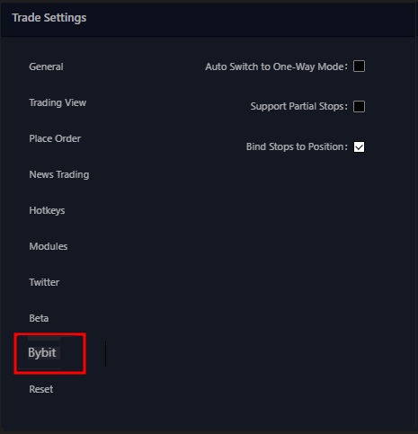 Bybit Specific settings