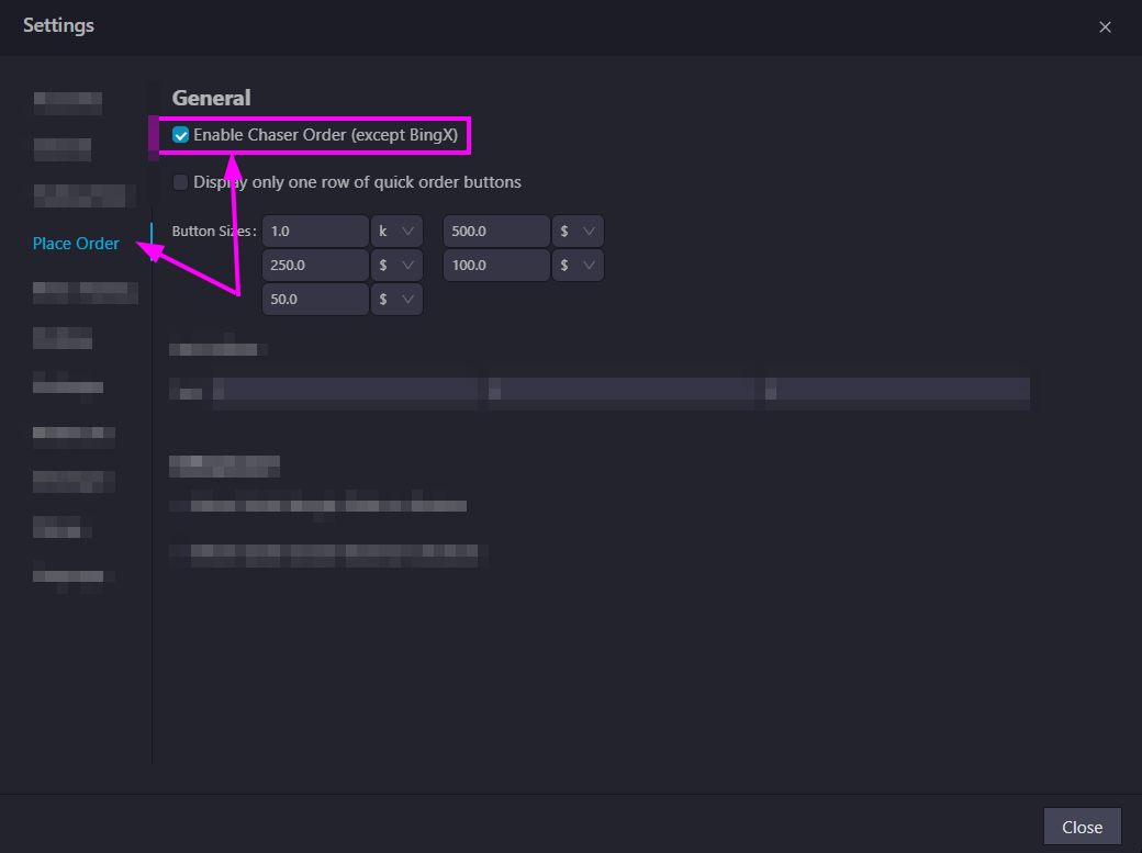 Limit Chasers Settings