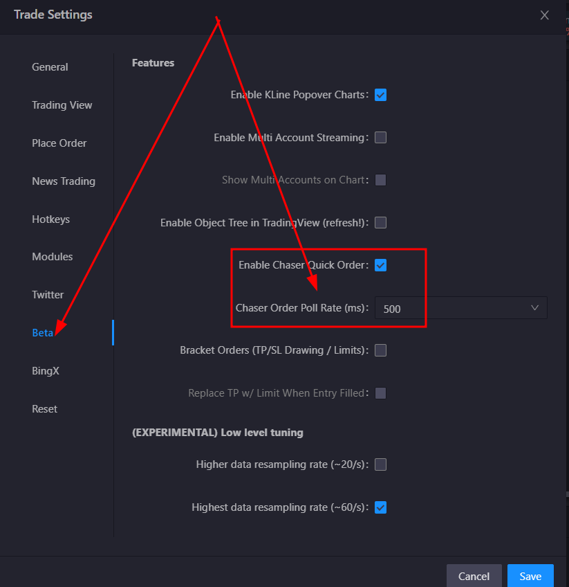 Limit Chasers Settings