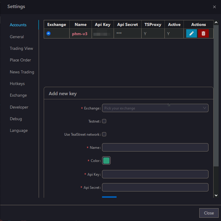 Exchange setup