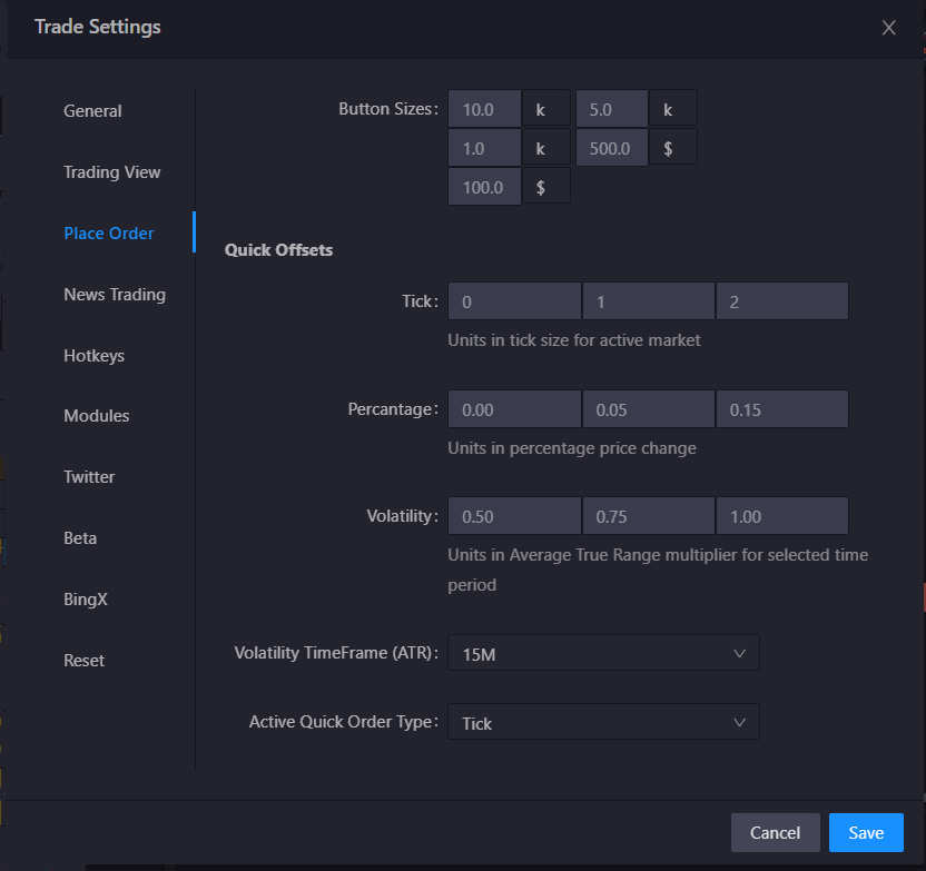 PlaceOrder Settings